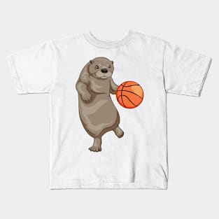 Otter Basketball player Basketball Kids T-Shirt